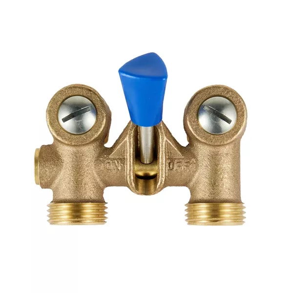 1/2" MPT X 3/4" MHT Brass Dual Washing Machine Shut-Off Valve