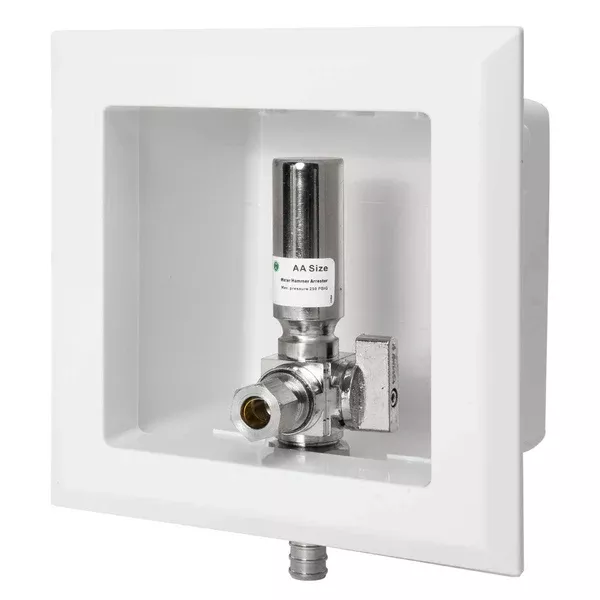 1/2" PEX Crimp (F1807) Inlet, Dishwasher Outlet Box, with Stainless Steel Hammer Arrestor