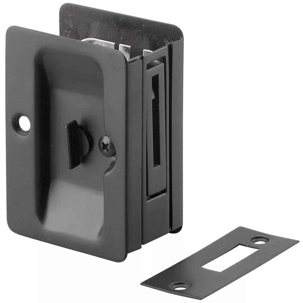 3-7/32" (82 mm) Pocket Door Pull Rectangular Black Privacy