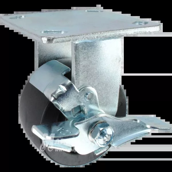 4" x 2" Polyolefin Wheel Rigid Brake Caster - 500 Lbs Capacity