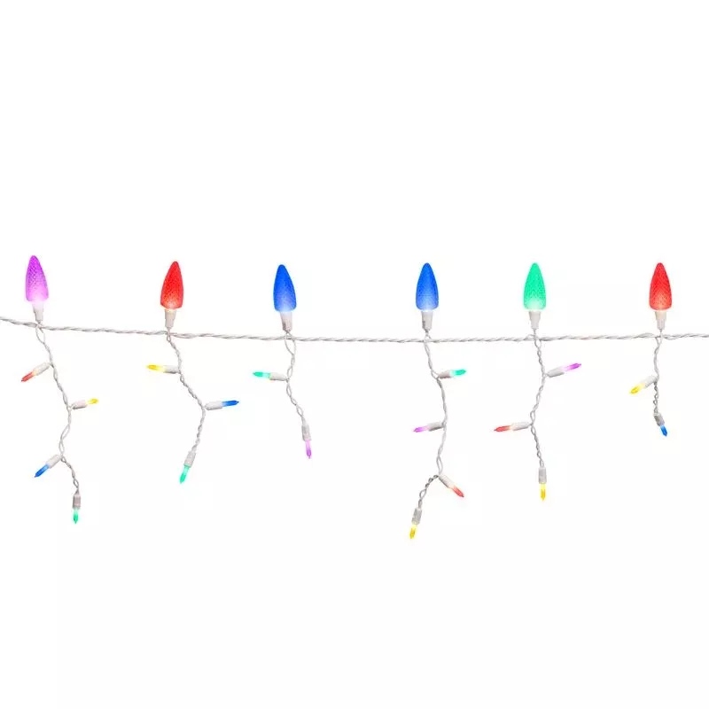 Celebrations Platinum LED C9 Multicolored 70 ct Icicle Christmas