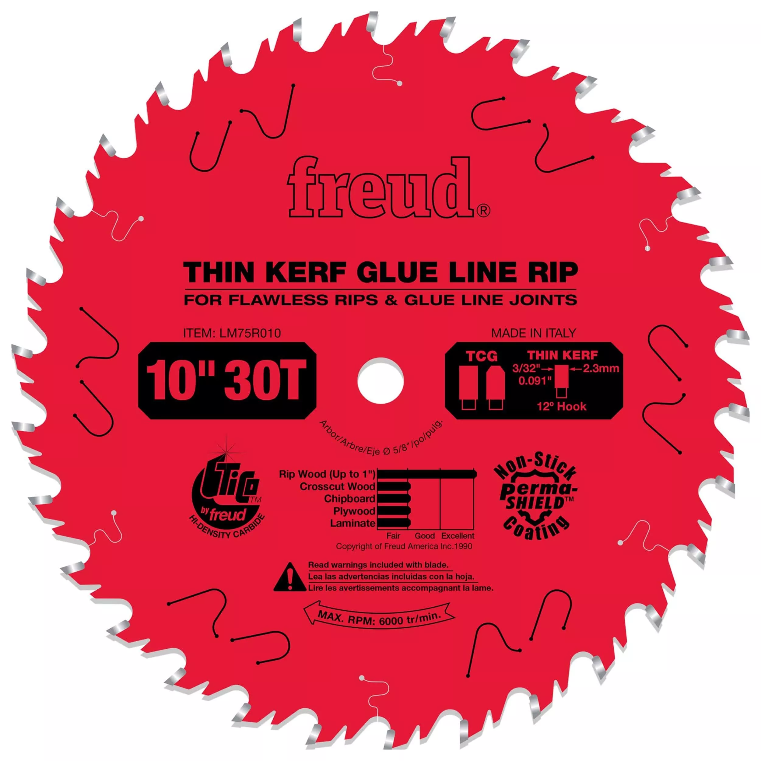 Freud LM75R010 Glue Line Ripping Blade, 5/8" Bore, 30T Thin Kerf | Woodcraft