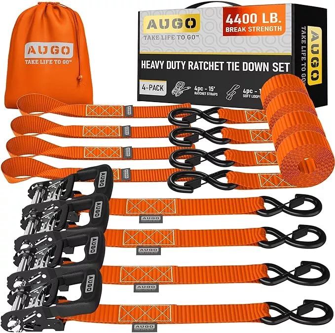 Heavy Duty Ratchet Straps - 4 Pack - 1.5