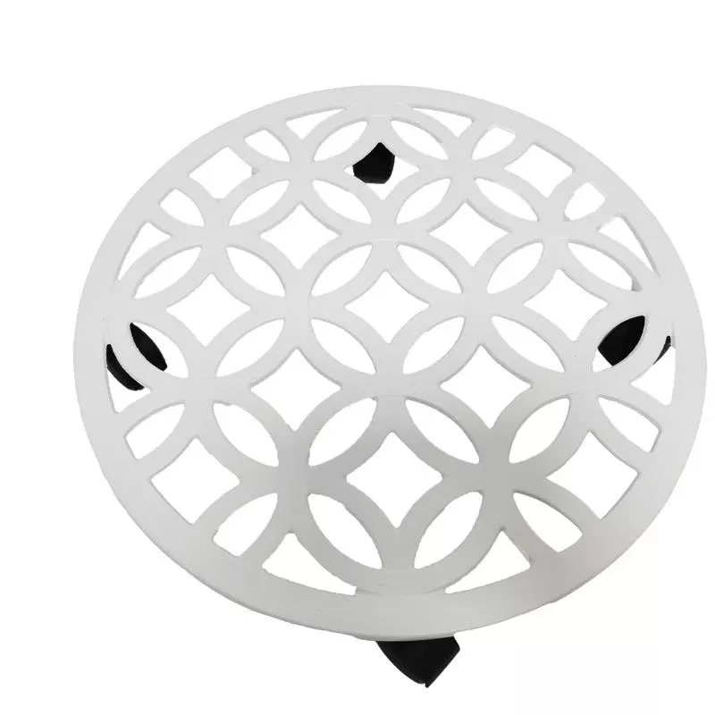 Living Accents 3 in. H White Cast Iron Wheeled Plant Stand