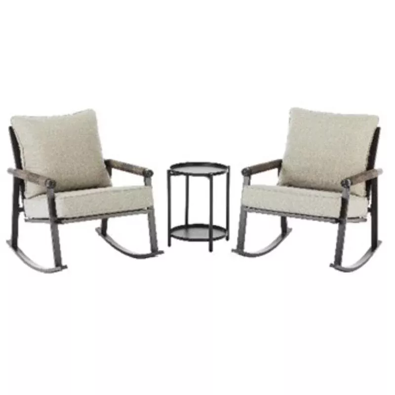 Living Accents Genesis Dark Gray Steel Frame Rocking Chair with End