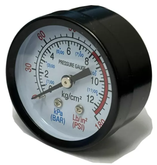 Pressure Gauge 2" Diameter Center Back Mount 1/4" NPT 0-180 PSI - California Air Tools