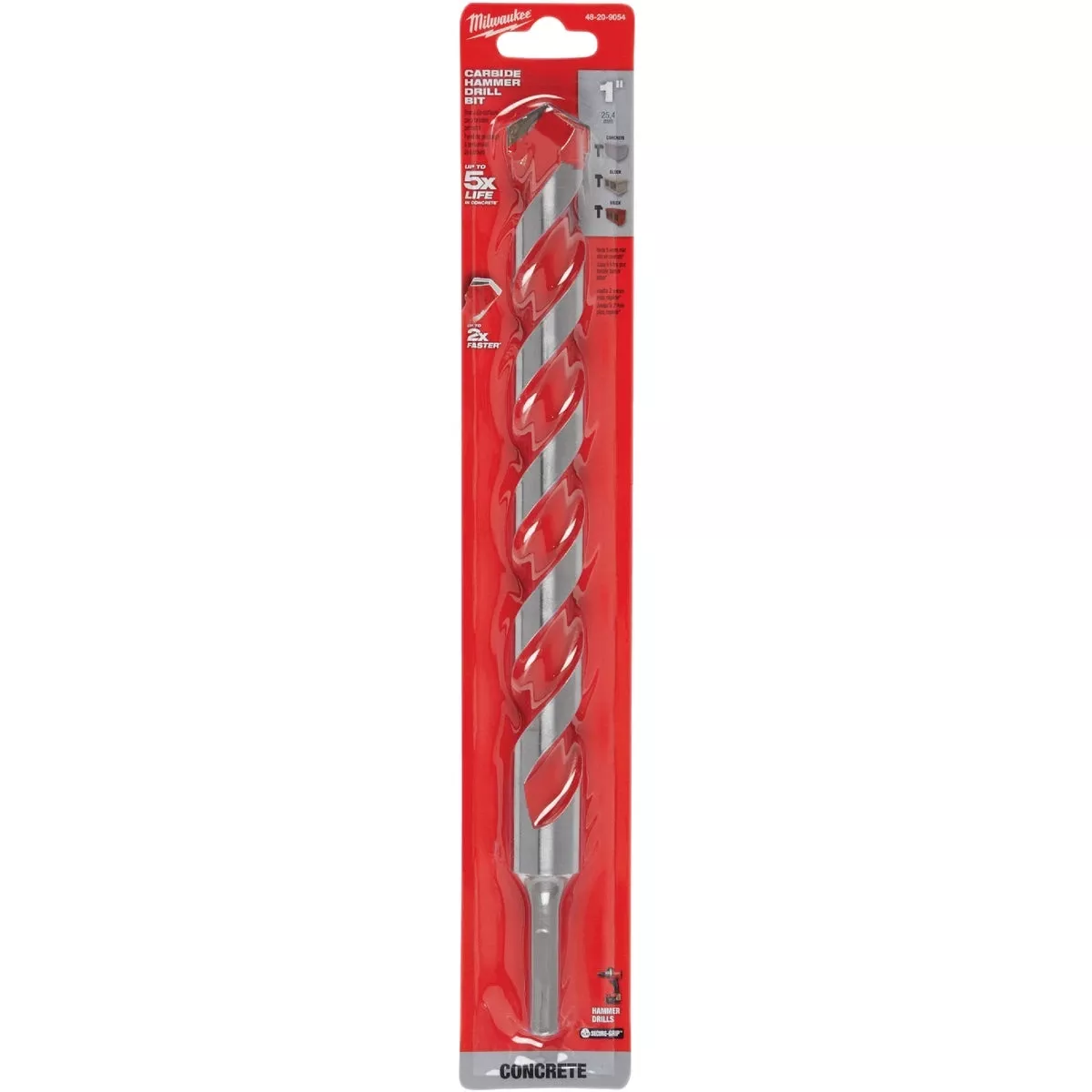 Shockwave 1 In. X 12 In. Carbide Hammer Drill Bit 3-flat Shank 1 Pk